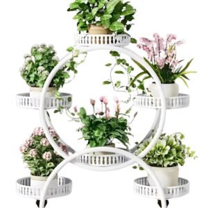 Suporte móvel multicamadas em ferro para vasos de flores – ideal para casa